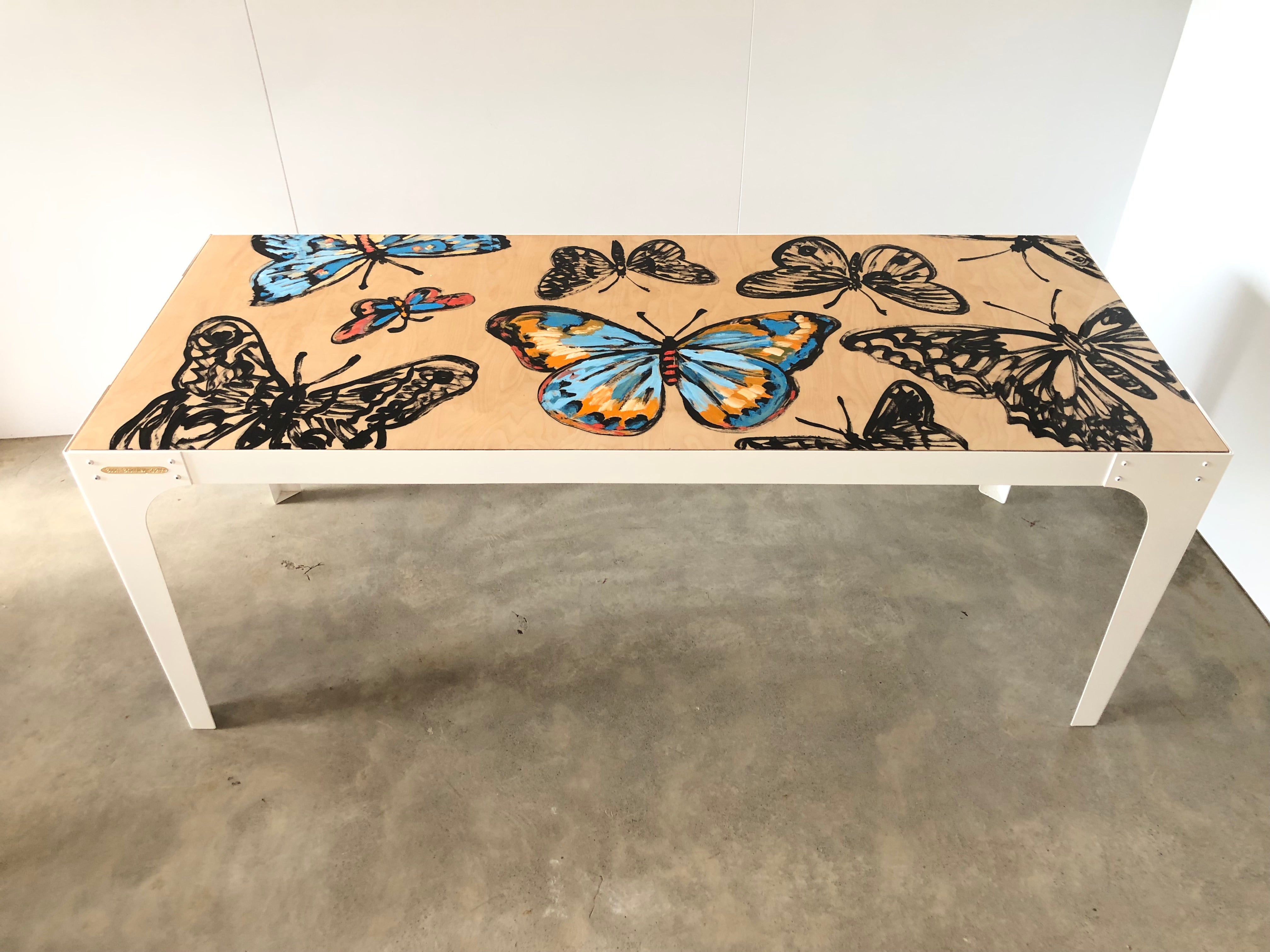 #324 Hand painted 'Butterfly pop' medium dining table.