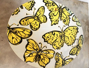 'Yellow Butterflies' Hand painted egg coffee table #319